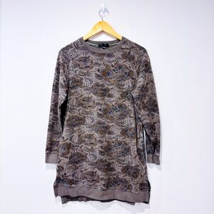 RENUAR Green floral sweatshirt tunic | Casual cozy | X-Small